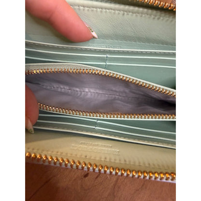 Emilio Pucci Floral Zip-Around Wallet With Gold Hardware & Mint Interior