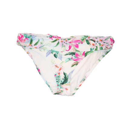 La Blanca Womens Floral Bikini Bottoms Size 12 White With Pink & Green Tropical Print