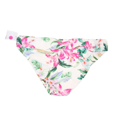 La Blanca Womens Floral Bikini Bottoms Size 12 White With Pink & Green Tropical Print