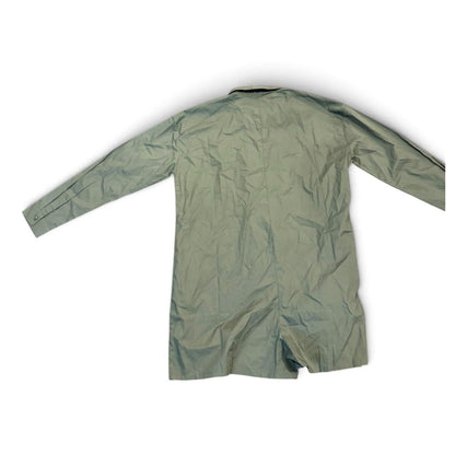 Caryn Lawn Olive Green Long-Sleeve Button-Down Shirt Romper, O/S NWT