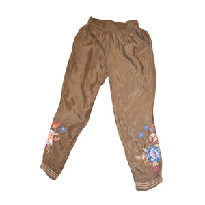 Johnny Was Workshop Brown Embroidered Jogger Pants, XS NWOT