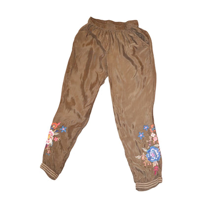 Johnny Was Workshop Brown Embroidered Jogger Pants, XS NWOT