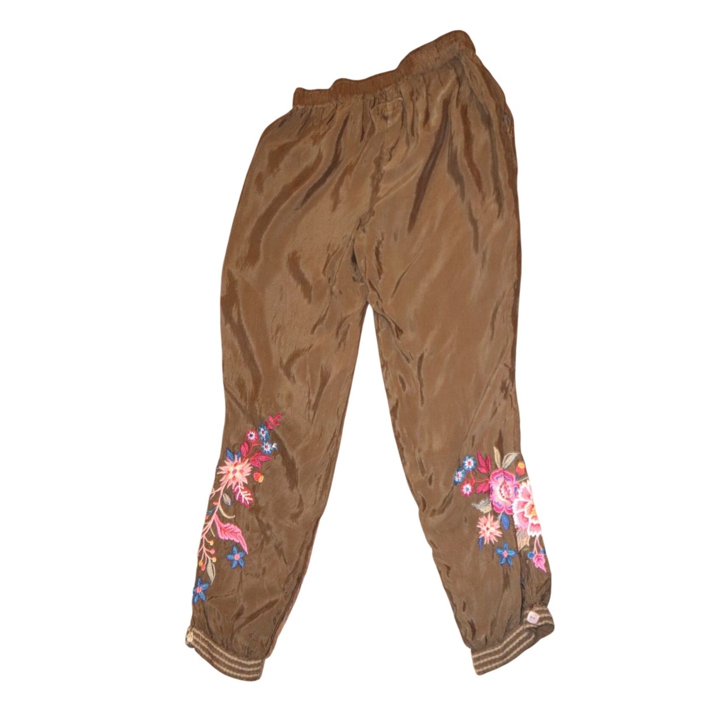 Johnny Was Workshop Brown Embroidered Jogger Pants, XS NWOT