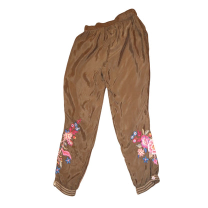 Johnny Was Workshop Brown Embroidered Jogger Pants, XS NWOT