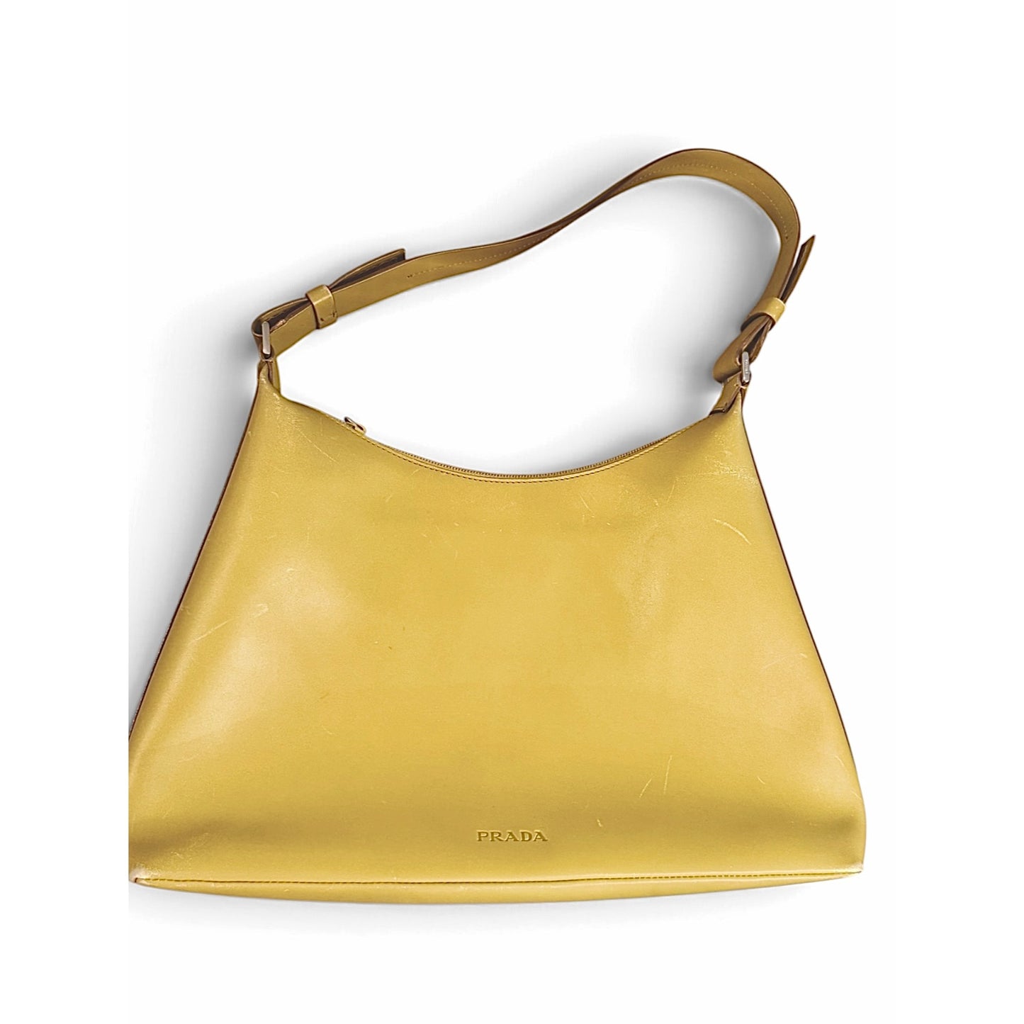 Prada Light Green/Yellow Leather Shoulder Bag With Adjustable Strap