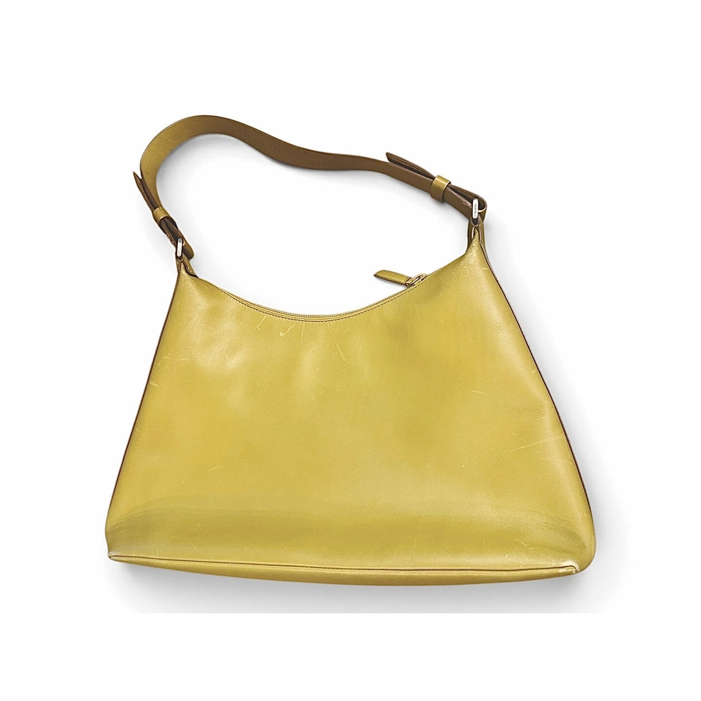 Prada Light Green/Yellow Leather Shoulder Bag With Adjustable Strap