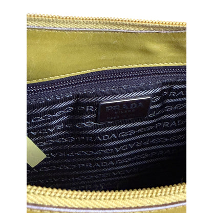 Prada Light Green/Yellow Leather Shoulder Bag With Adjustable Strap