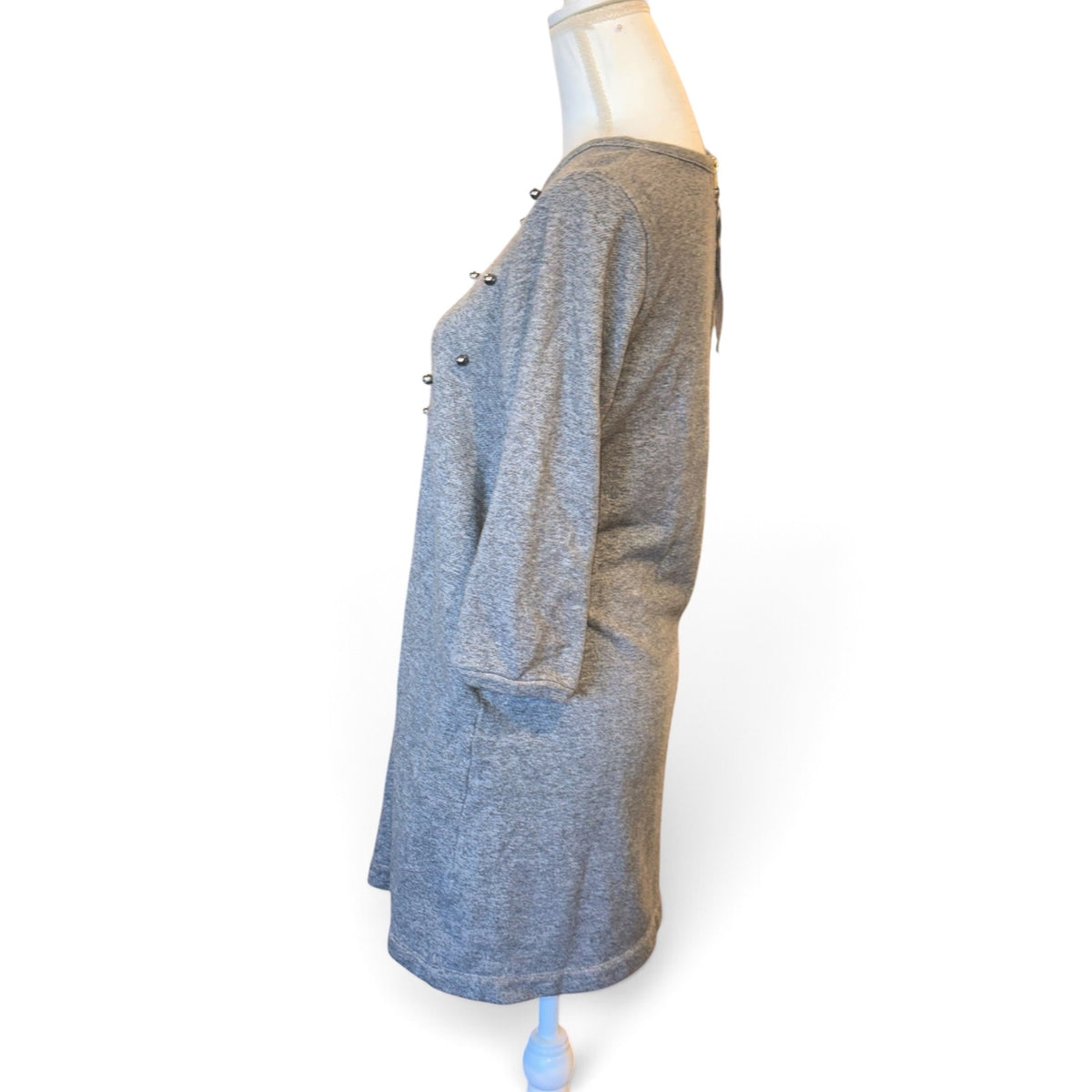 Burberry Blue Label Gray Beaded 3/4 Sleeve Dress With Back Zipper Size 38