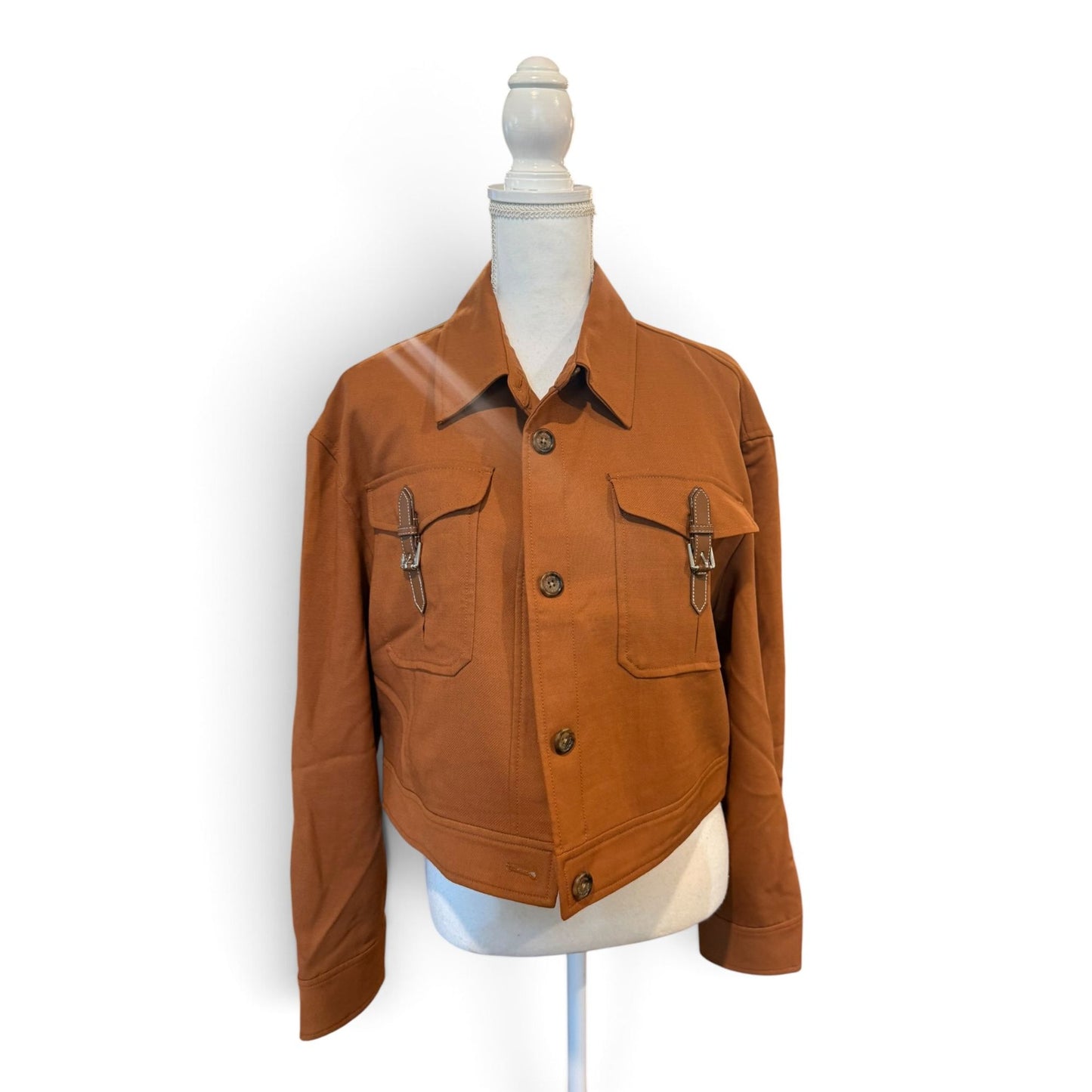Lauren Ralph Lauren Buckle Trim Serge Cropped Jacket, Size 12 NWT