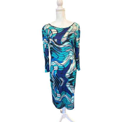 Emilio Pucci Multicolor Abstract Print Wool Blend Dress Italy 42 US 12
