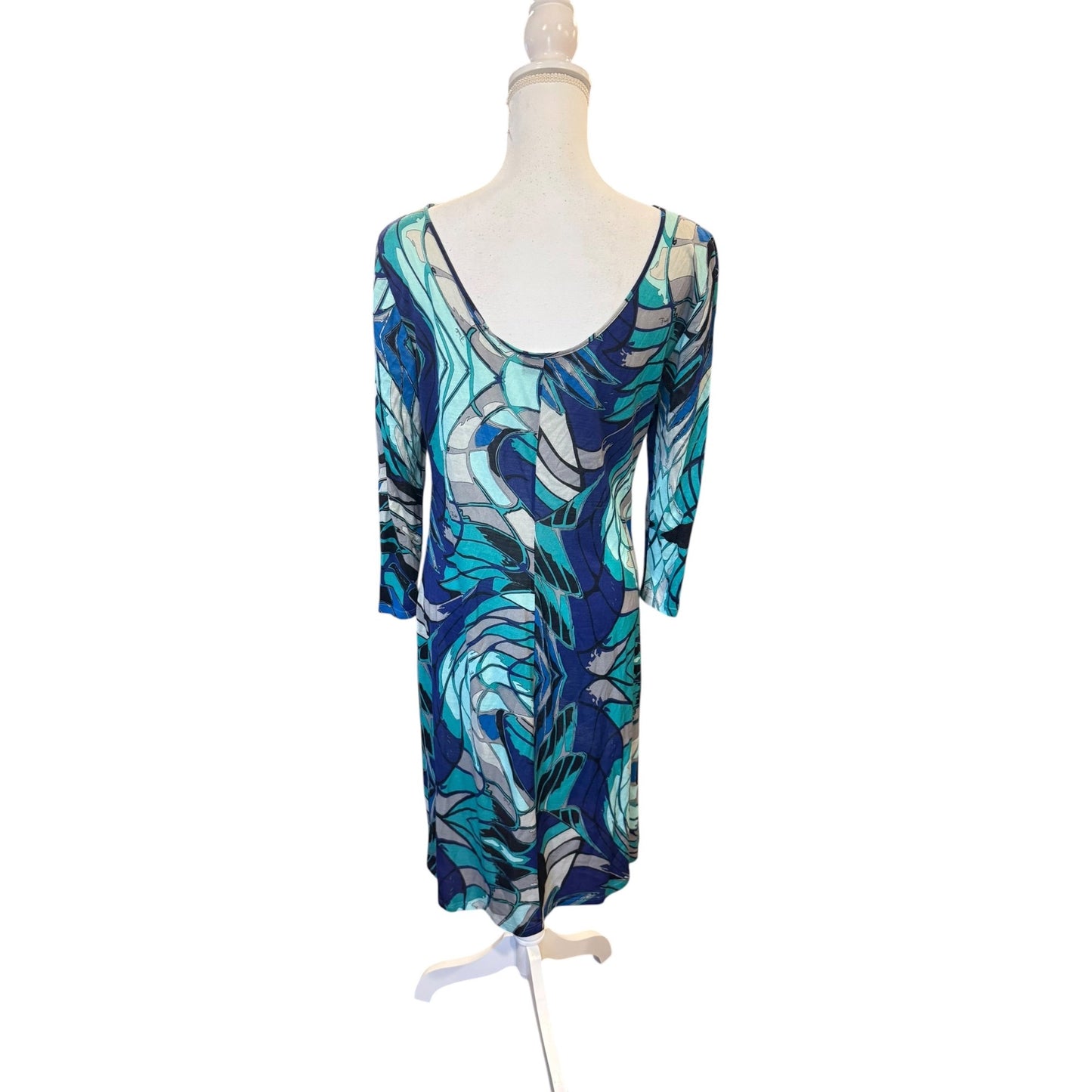Emilio Pucci Multicolor Abstract Print Wool Blend Dress Italy 42 US 12