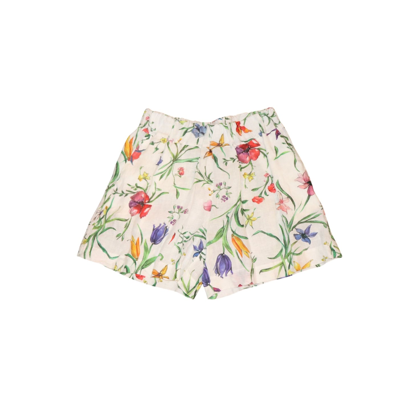 120% Lino Floral Linen Shorts, Size 46/L NWT