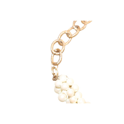 Vintage Costume Pearl & Rhinestone Necklace With Gold-Tone Chain