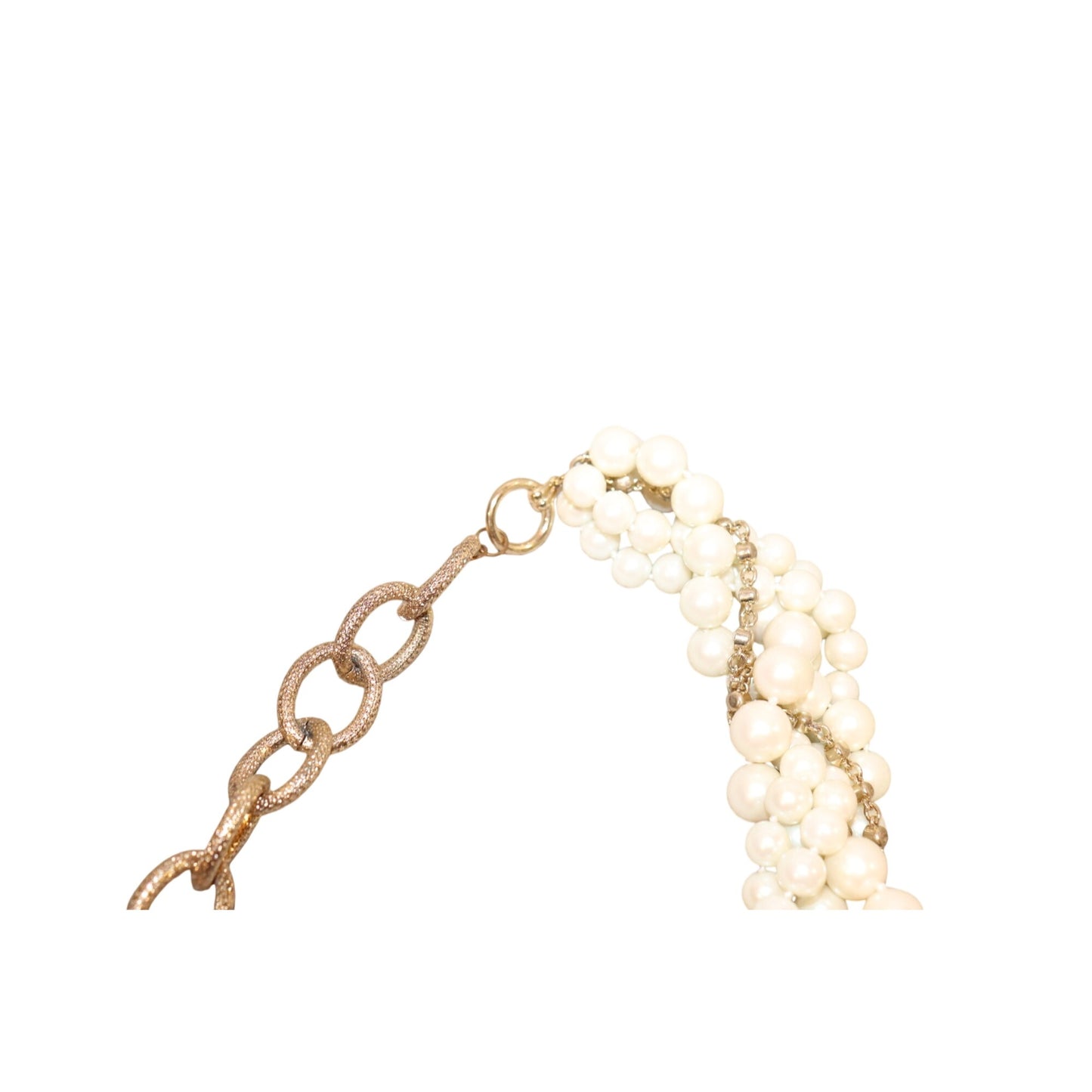 Vintage Costume Pearl & Rhinestone Necklace With Gold-Tone Chain