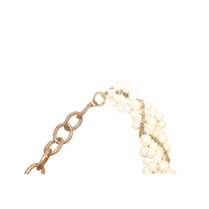 Vintage Costume Pearl & Rhinestone Necklace With Gold-Tone Chain