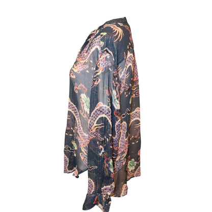 Isabel Marant Daws Multicolor Dragon Print Blouse, Size 38/Large