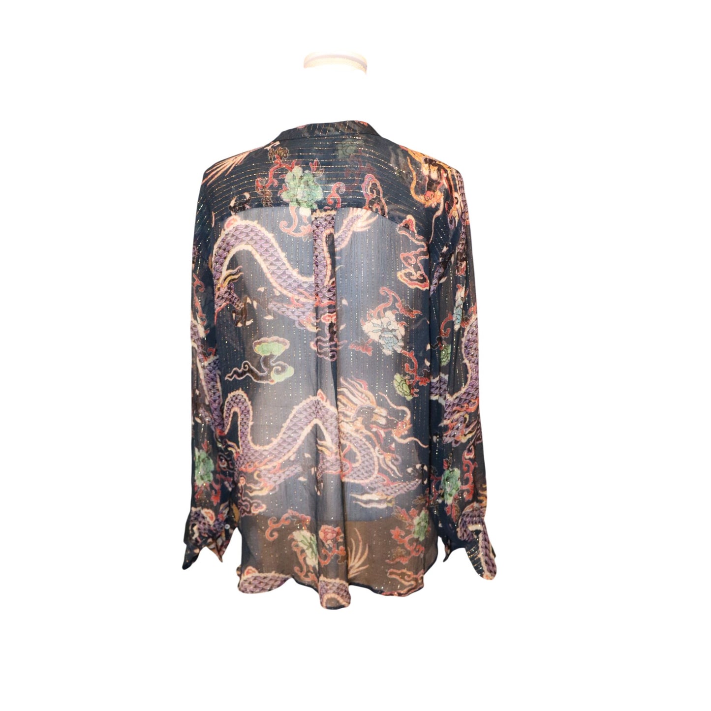 Isabel Marant Daws Multicolor Dragon Print Blouse, Size 38/Large