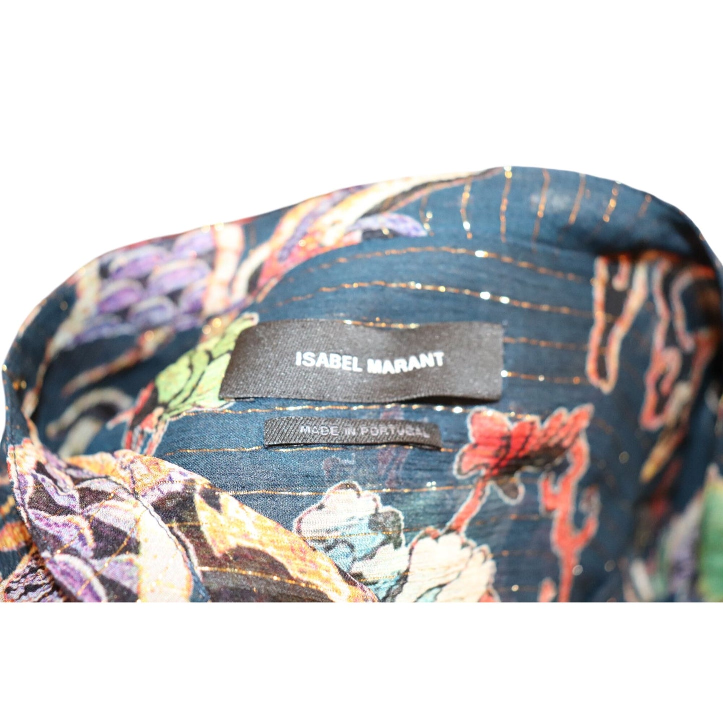 Isabel Marant Daws Multicolor Dragon Print Blouse, Size 38/Large