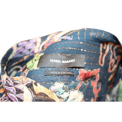 Isabel Marant Daws Multicolor Dragon Print Blouse, Size 38/Large