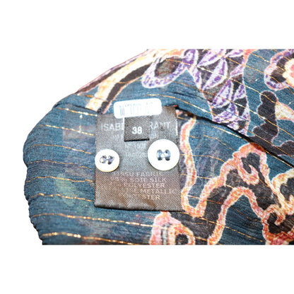 Isabel Marant Daws Multicolor Dragon Print Blouse, Size 38/Large
