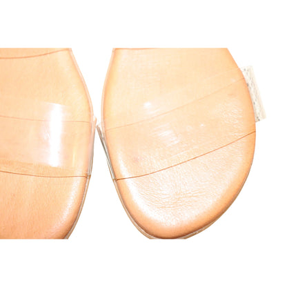 Andre Assous Clear Strap Slide Sandals Size 9 Slip-On Woven Sole Casual Shoes