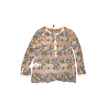 Ermanno Scervino Junior Floral Embroidered Sheer Top, 6T