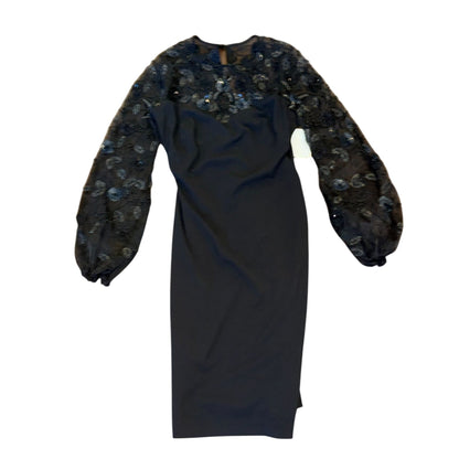 Aidan Mattox Mesh 3D Embroidered Illusion Cocktail Sheath Dress, Size 4