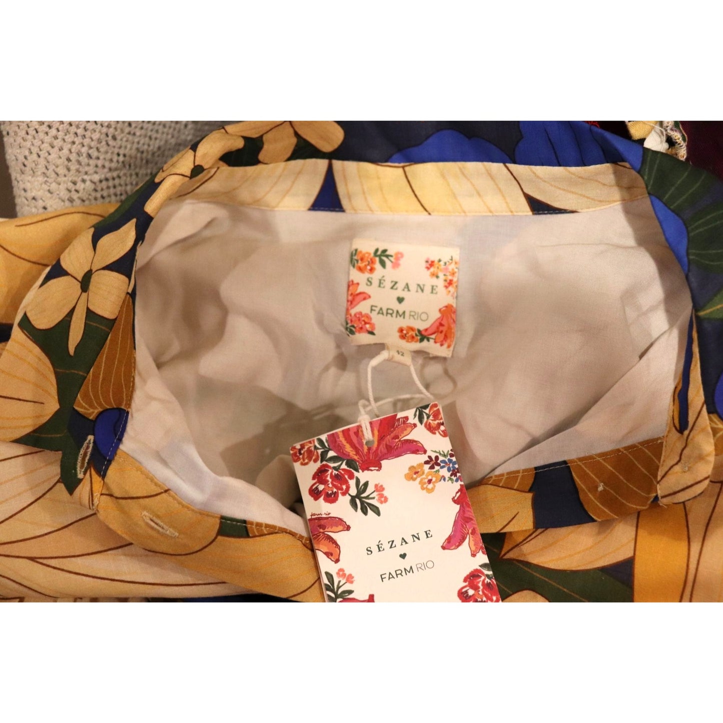 Sézane X Farm Rio mandacaru floral hilma mini dress, Size 42 NWT
