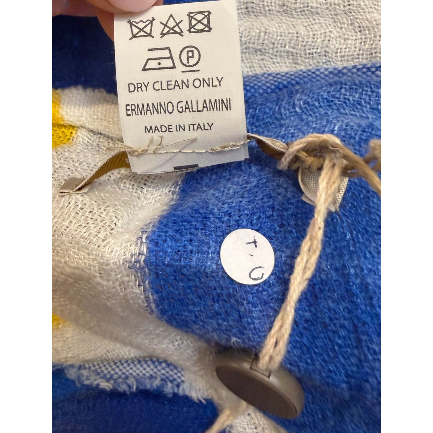 Ermanno Gallamini Linen Oversized Striped Throw Blanket Red Yellow Blue Made In Italy