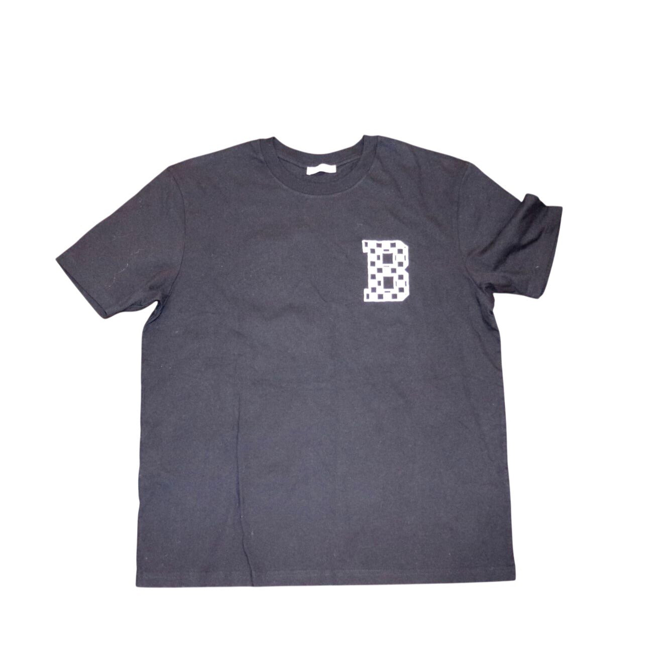 Bloomingdale's Black Crewneck T-Shirt With Checkerboard "B" Logo, Large NWT