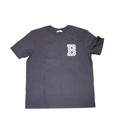 Bloomingdale's Black Crewneck T-Shirt With Checkerboard "B" Logo, Large NWT