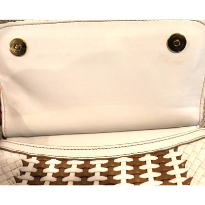 Dolce & Gabbana Woven Leather White & Brown Sicily Bag