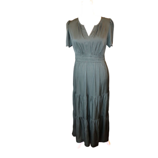 Quince Womens Green Tiered Maxi Dress Silk Blend, Size S NWT