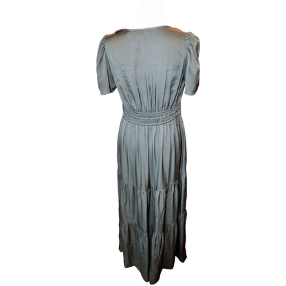 Quince Womens Green Tiered Maxi Dress Silk Blend, Size S NWT