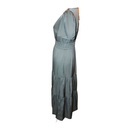 Quince Womens Green Tiered Maxi Dress Silk Blend, Size S NWT