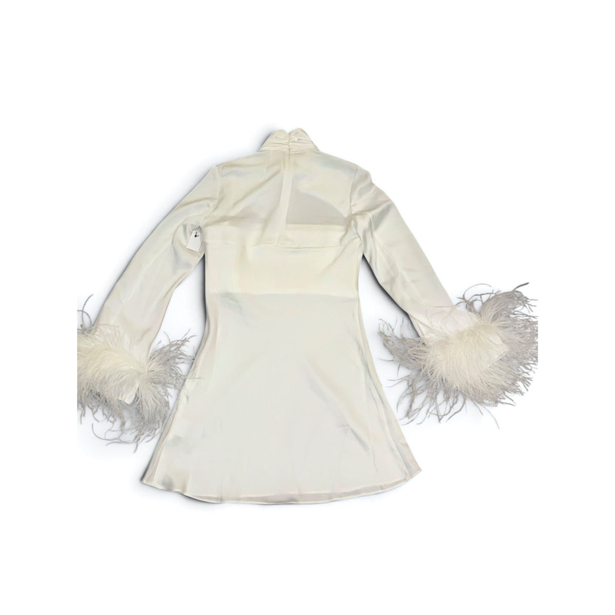 16Arlington Odessa cutout feather-trimmed satin mini dress Size 8 NWT