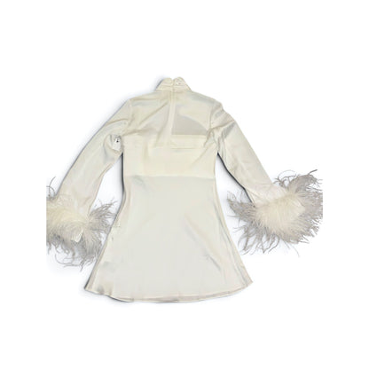 16Arlington Odessa cutout feather-trimmed satin mini dress Size 8 NWT
