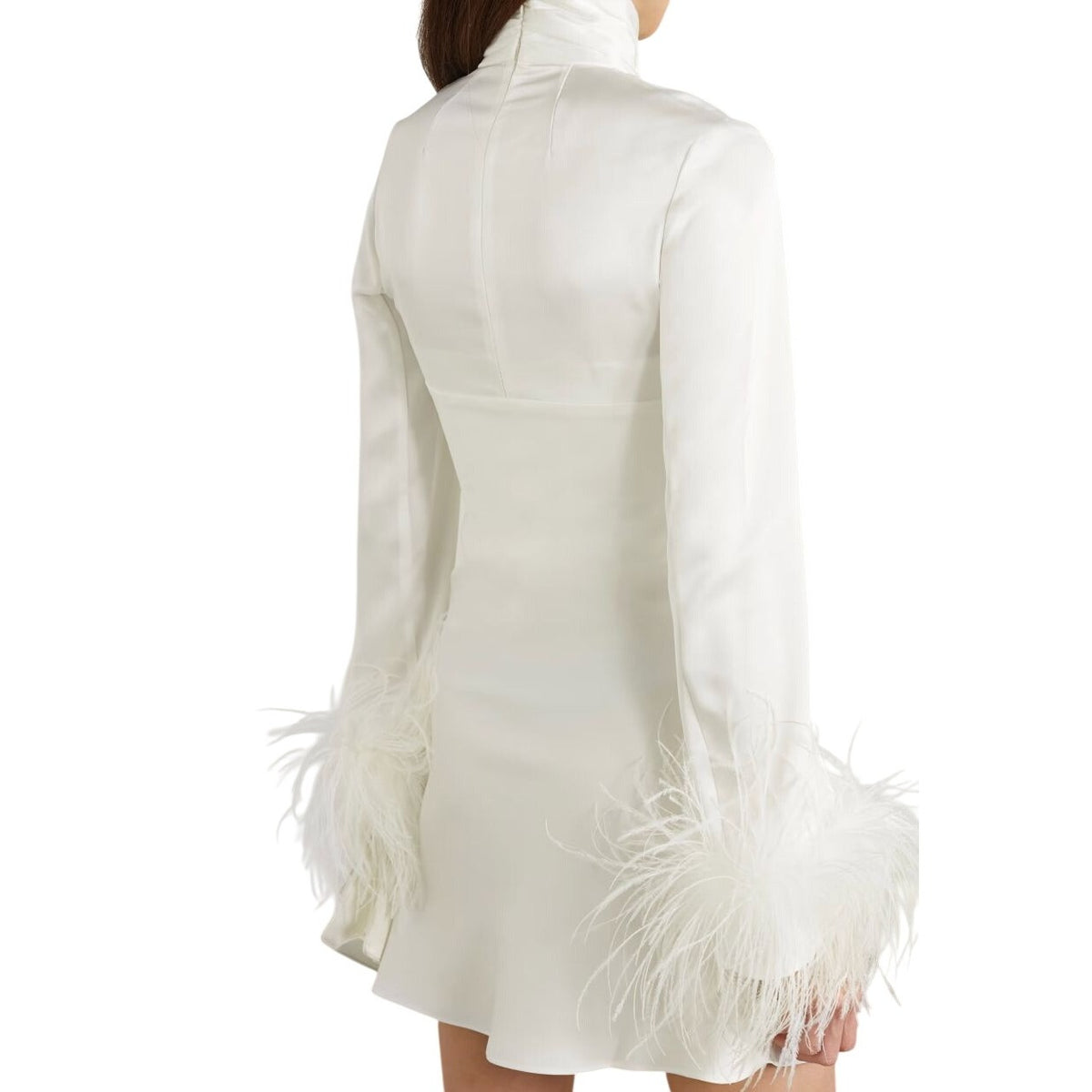 16Arlington Odessa cutout feather-trimmed satin mini dress Size 8 NWT