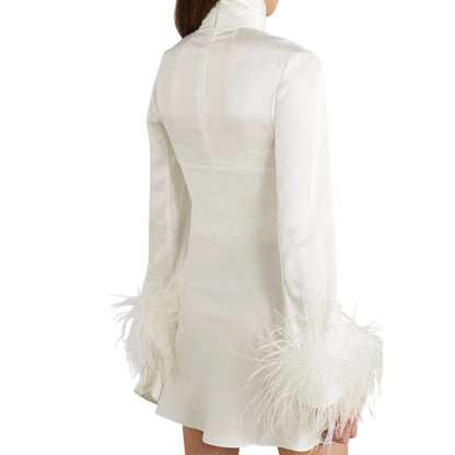 16Arlington Odessa cutout feather-trimmed satin mini dress Size 8 NWT