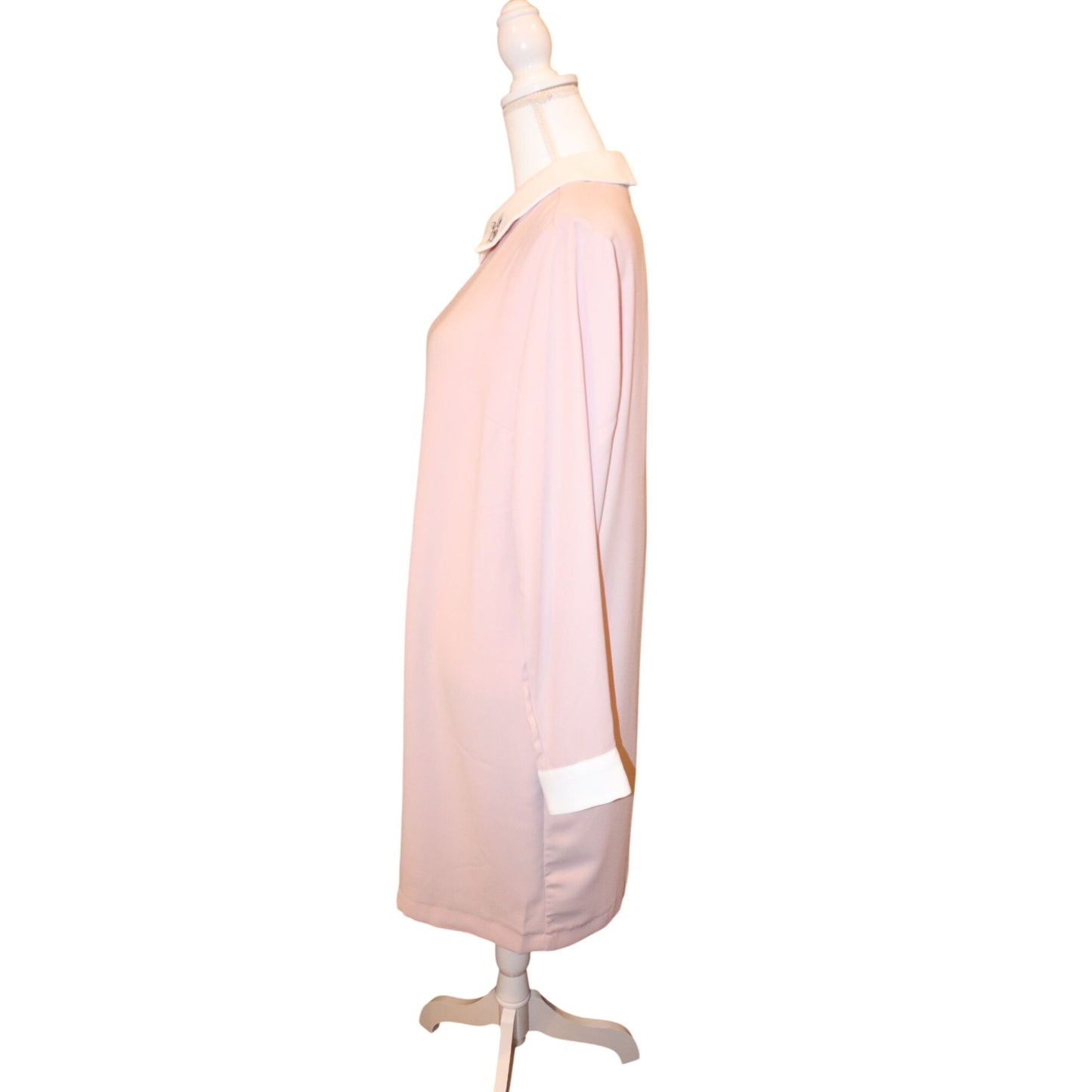 Victoria Beckham For Target Pink Bunny Collar Shift Dress XL Polyester Long Sleeve Made In China