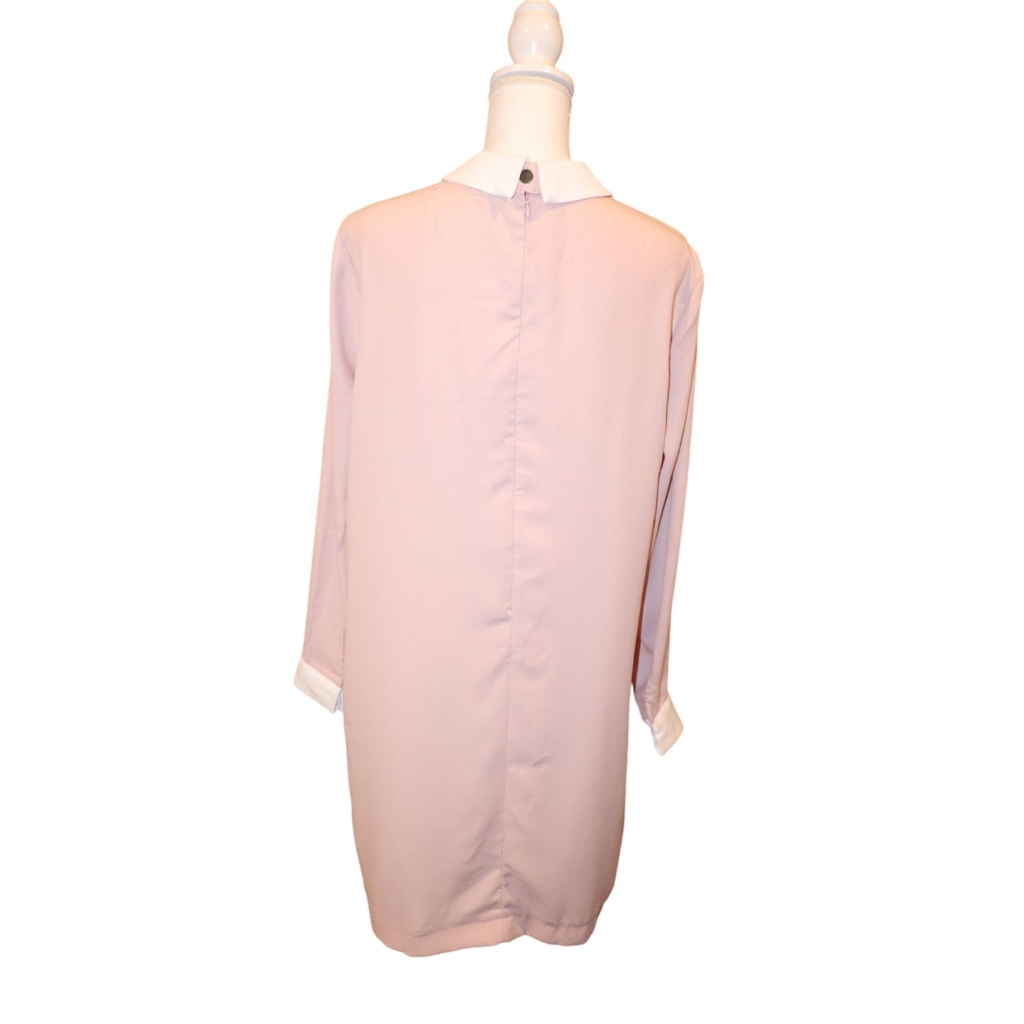 Victoria Beckham For Target Pink Bunny Collar Shift Dress XL Polyester Long Sleeve Made In China