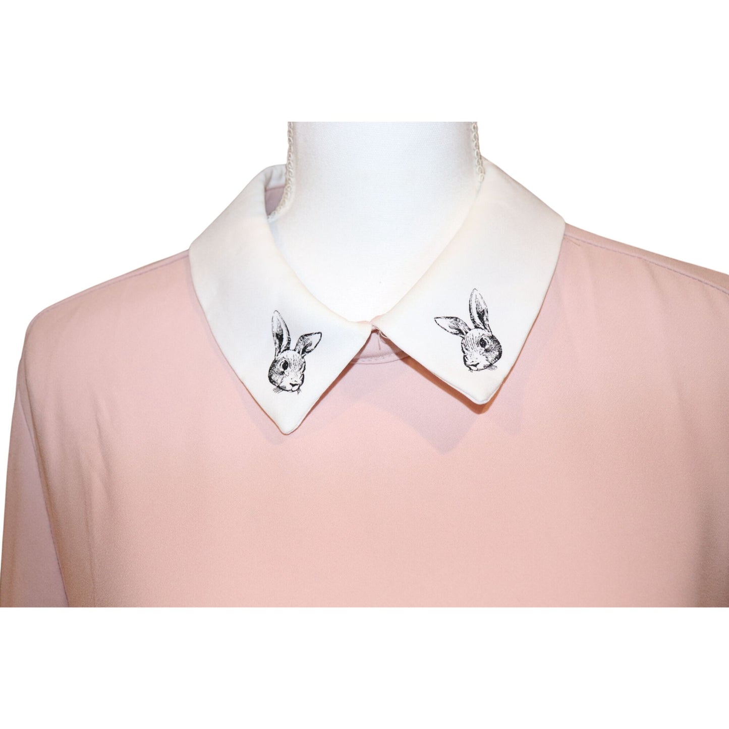 Victoria Beckham For Target Pink Bunny Collar Shift Dress XL Polyester Long Sleeve Made In China