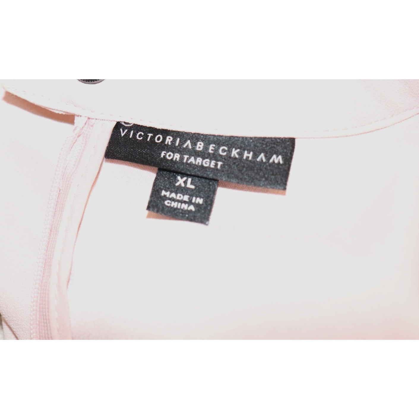 Victoria Beckham For Target Pink Bunny Collar Shift Dress XL Polyester Long Sleeve Made In China