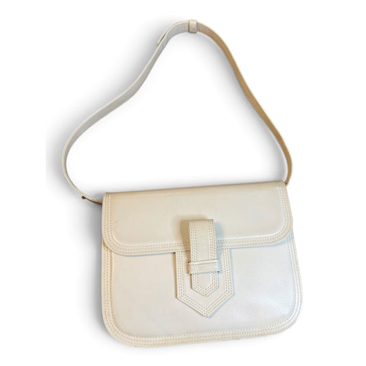 Vintage Yves Saint Laurent White Leather Crossbody Bag With Adjustable Strap