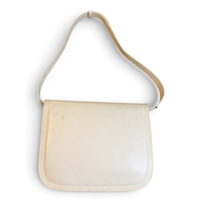 Vintage Yves Saint Laurent White Leather Crossbody Bag With Adjustable Strap