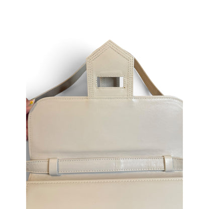 Vintage Yves Saint Laurent White Leather Crossbody Bag With Adjustable Strap