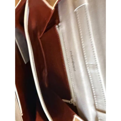 Vintage Yves Saint Laurent White Leather Crossbody Bag With Adjustable Strap