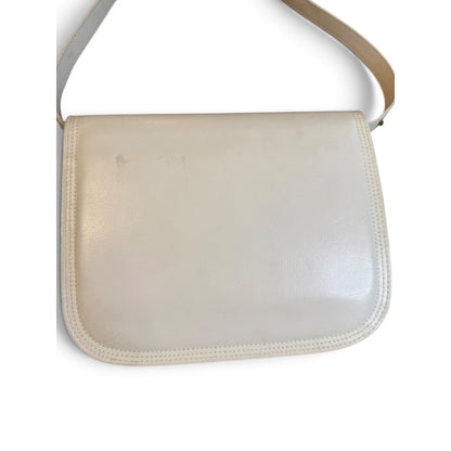 Vintage Yves Saint Laurent White Leather Crossbody Bag With Adjustable Strap