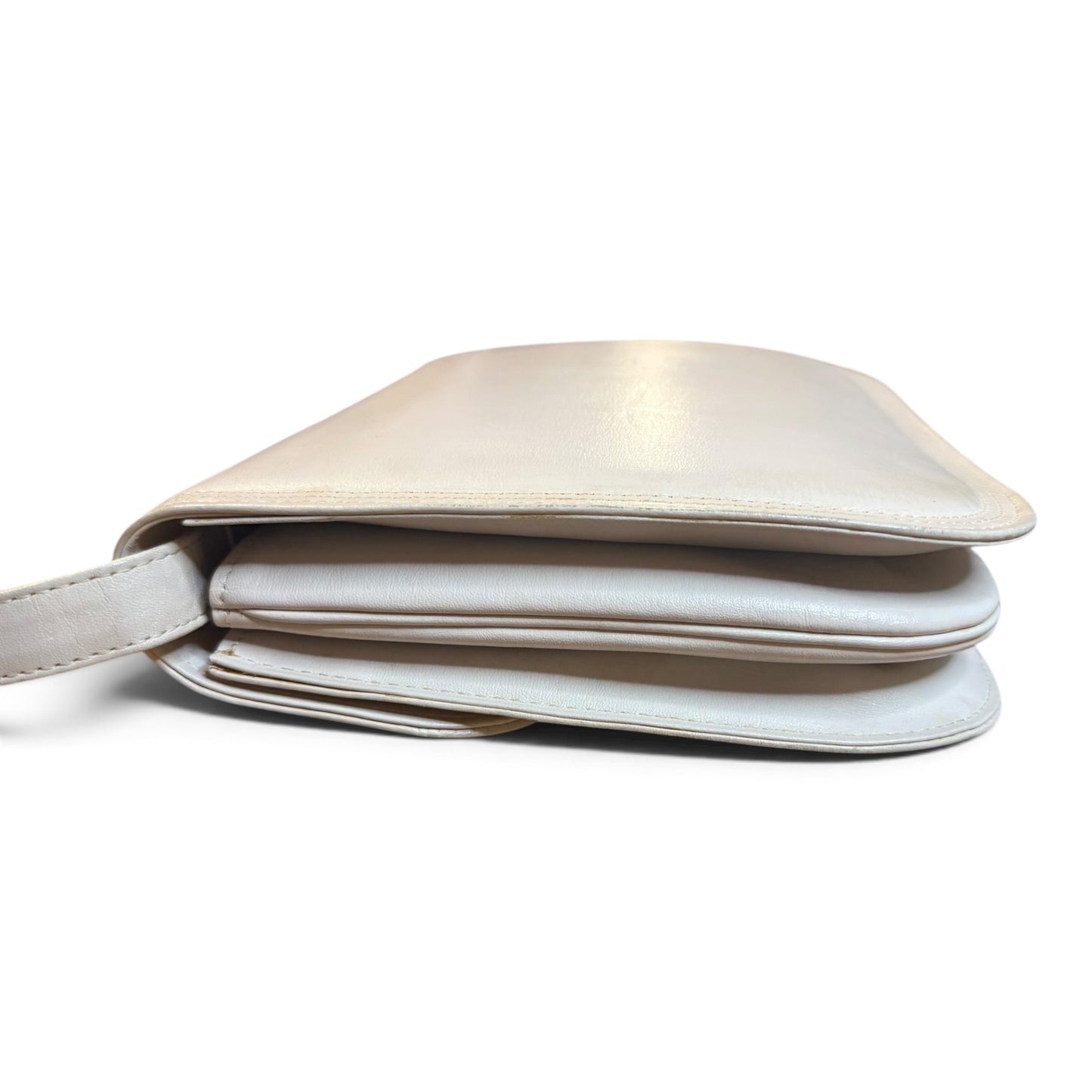 Vintage Yves Saint Laurent White Leather Crossbody Bag With Adjustable Strap