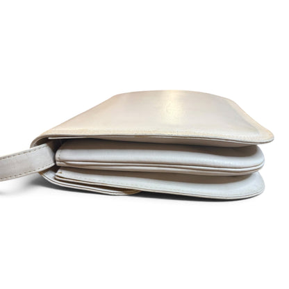 Vintage Yves Saint Laurent White Leather Crossbody Bag With Adjustable Strap